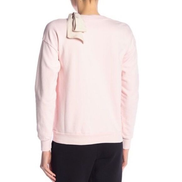 NWT Frame Denim Crewneck Long Sleeve Sweatshirt Pink S with silk bow cotton - Picture 4 of 9